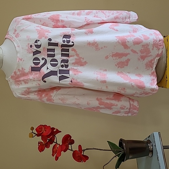 Derek Heart Tops - NEW Maternity Top Love Your Mama Pink Cloud Splatters Derek Heart Long Sleeve Lg